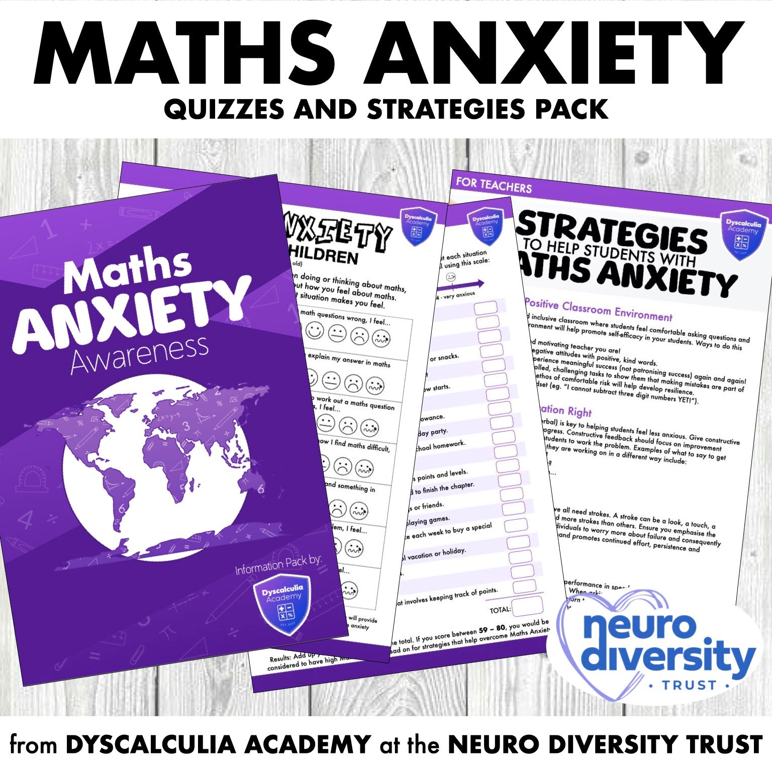 Maths Anxiety Awareness - Quizzes and Strategies Pack
